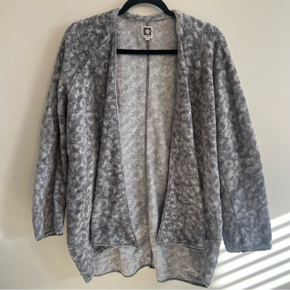 Anne Klein Soft Gray Cardigan Oversized Minimalist Classic